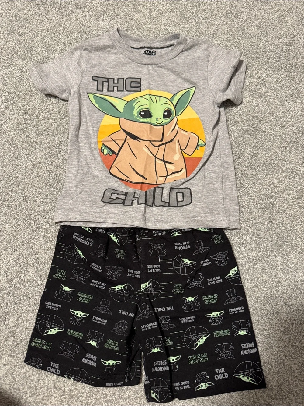 Star Wars The Child Grey Top & Black Shorts Pajama Set